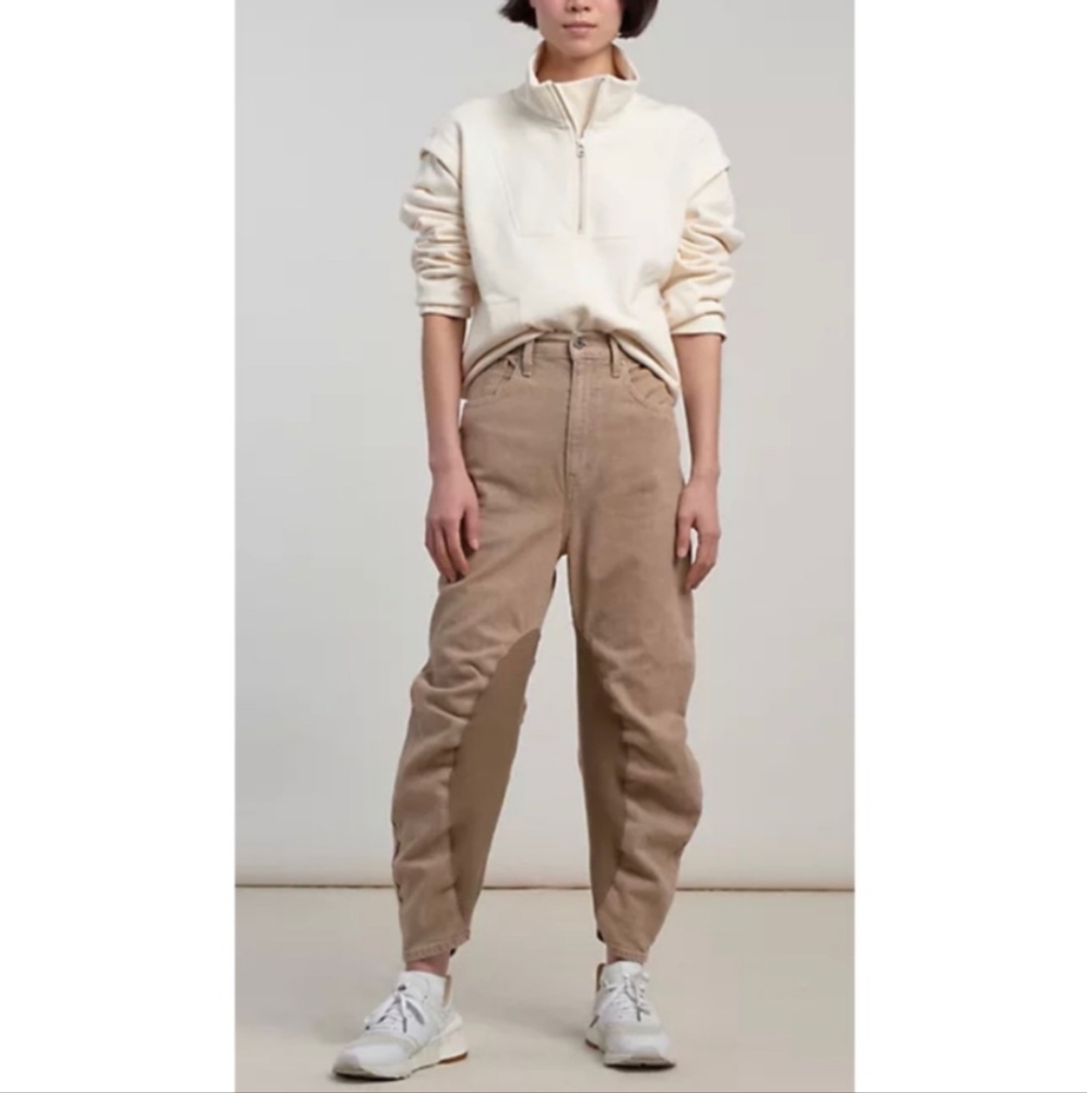 Levi's Made & Crafted Barrel Crop Denim Jeans - Beige/Tan